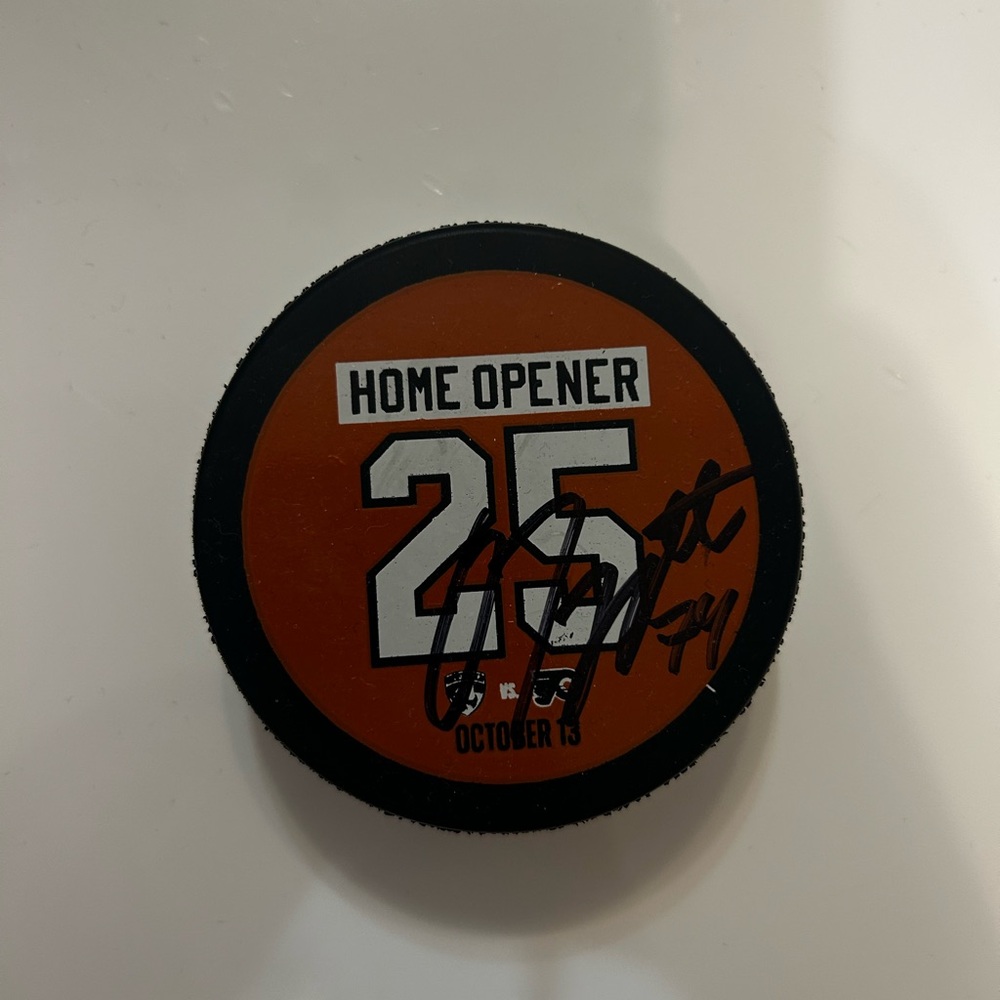 Owen Tippett Autographed Orange Home Opener Puck